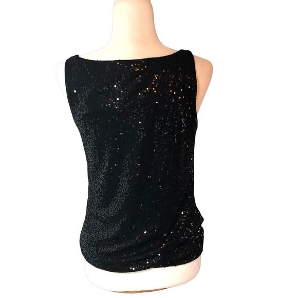 Talbots Top Womens Size M Black Pullover Sequined Sparkle Night Out Layering - Picture 4 of 9